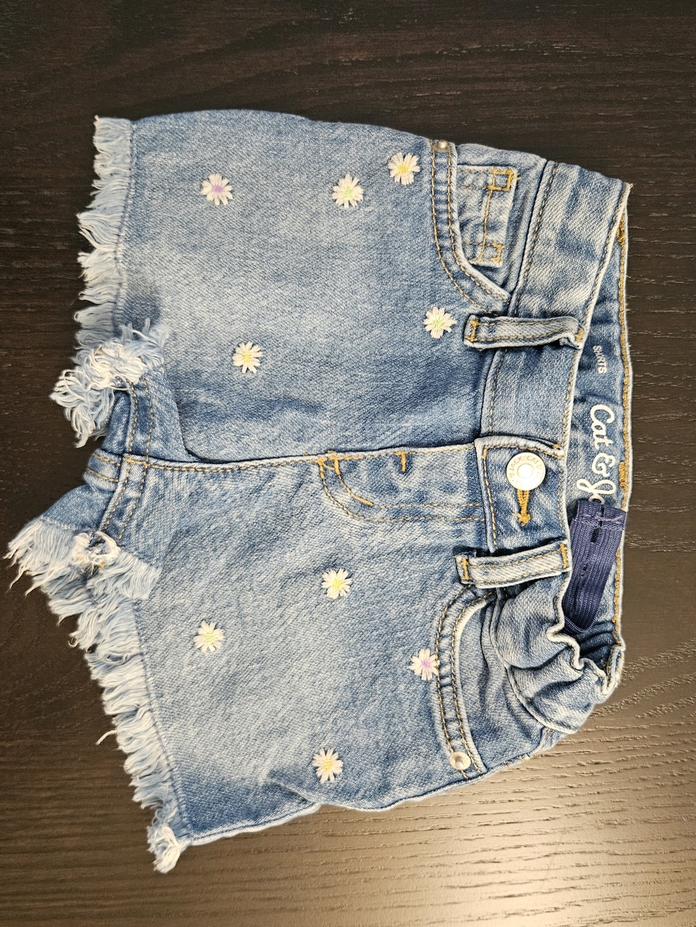 Cat & Jack Light Blue Denim Daisy Appliqué Shorts